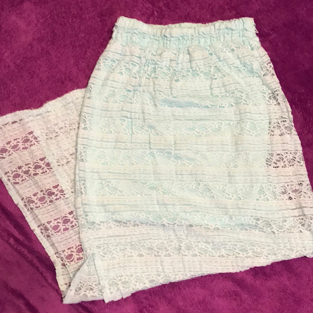 Long lace skirt with solid mini made under